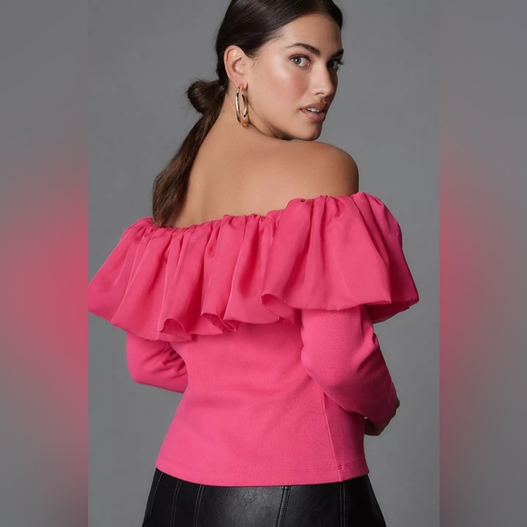 Anthropologie Off-The-Shoulder Organza Ruffle Top - Picture 5 of 16